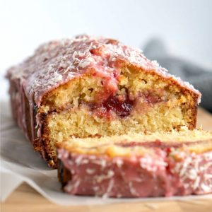 Raspberry and Coconut Loaf Cake